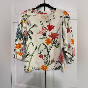 NWOT Ann Taylor LOFT light spring/summer floral sweater top xsp